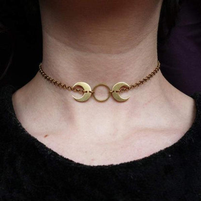 Triple Moon Goddess Choker