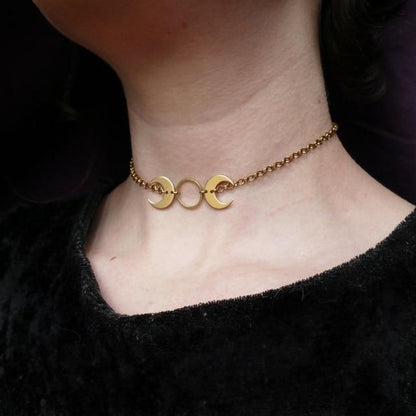 Triple Moon Goddess Choker