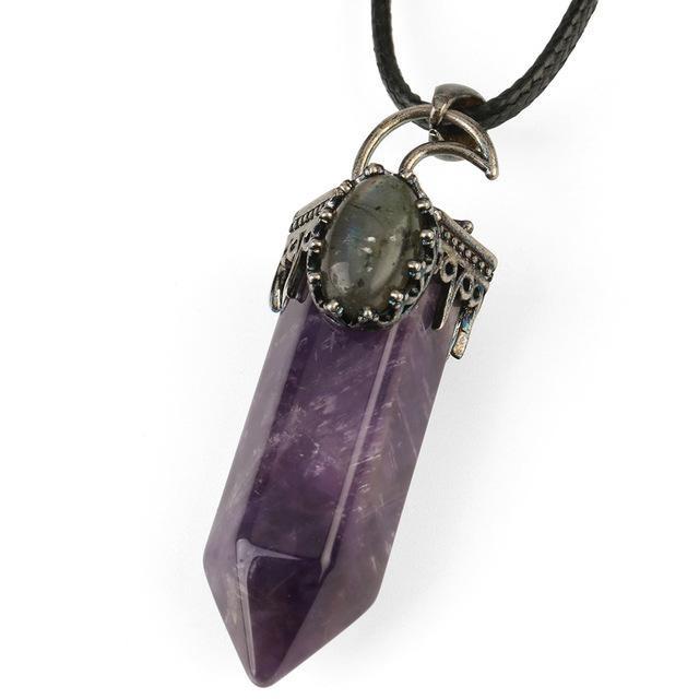 Natural Stone Crystal Pendant Necklace