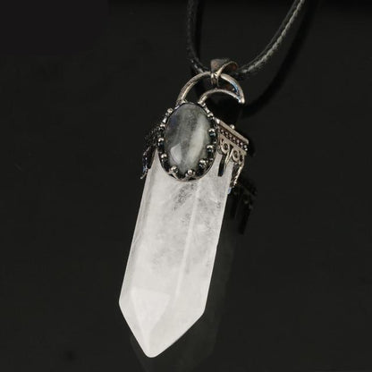 Natural Stone Crystal Pendant Necklace