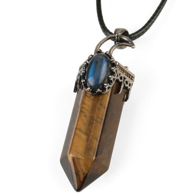 Natural Stone Crystal Pendant Necklace