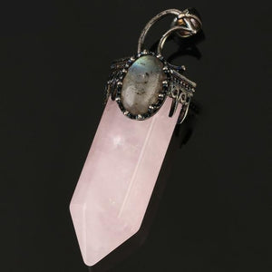 Natural Stone Crystal Pendant Necklace