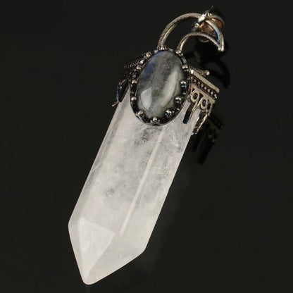 Natural Stone Crystal Pendant Necklace