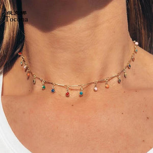 Splendid Hue Stones Choker Necklace