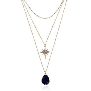 Multi Layer Northen Star and Quartz Crystal Necklace