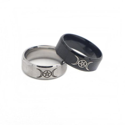 Triple goddess moon ring