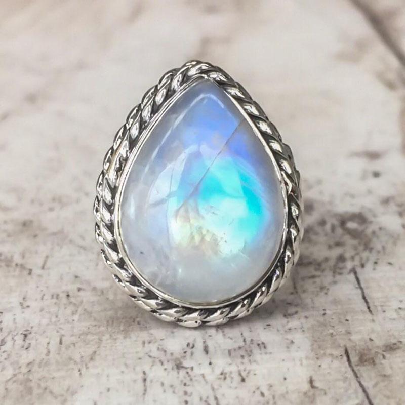 Moonstone healing crystal ring