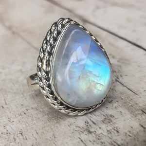 Moonstone healing crystal ring