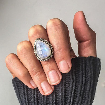 Moonstone healing crystal ring