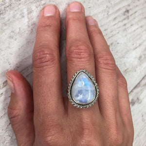 Moonstone healing crystal ring