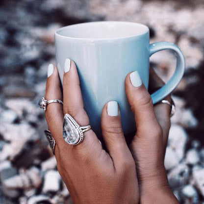 Moonstone healing crystal ring