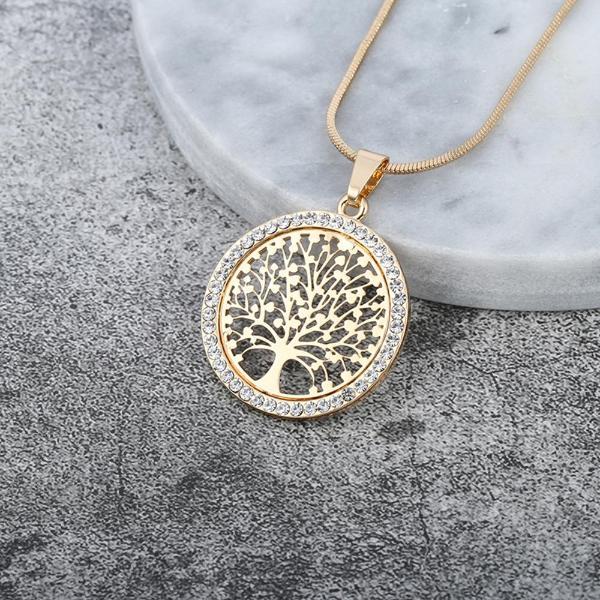 Elegant Tree of Life Crystal Pendant Necklace