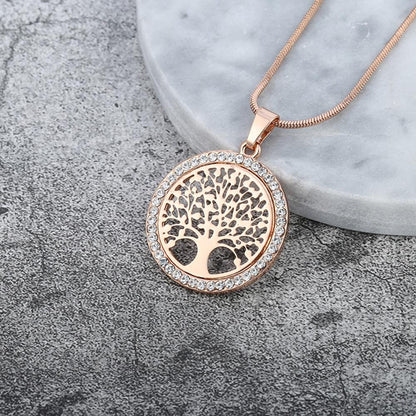 Elegant Tree of Life Crystal Pendant Necklace