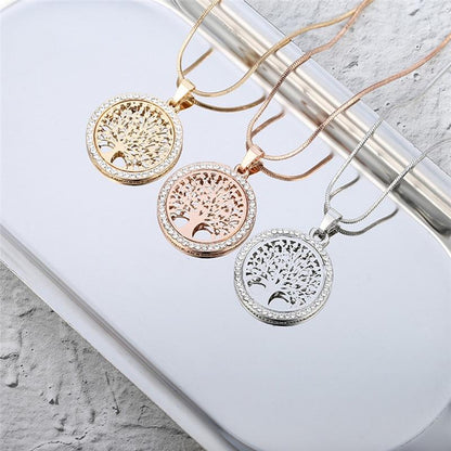 Elegant Tree of Life Crystal Pendant Necklace