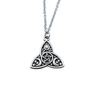 Triple Moon Goddess Triquetra Necklace