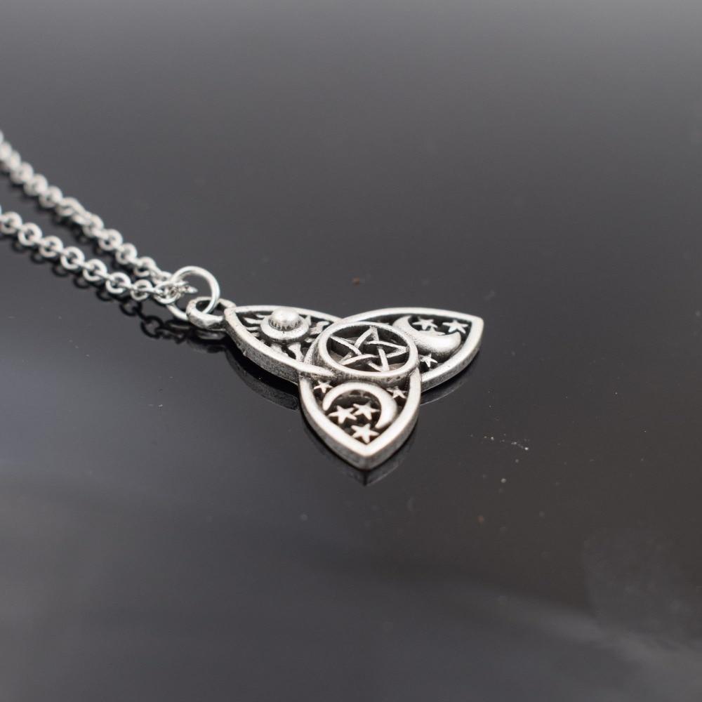 Triple Moon Goddess Triquetra Necklace