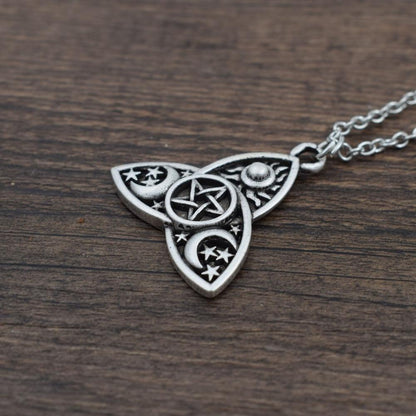 Triple Moon Goddess Triquetra Necklace