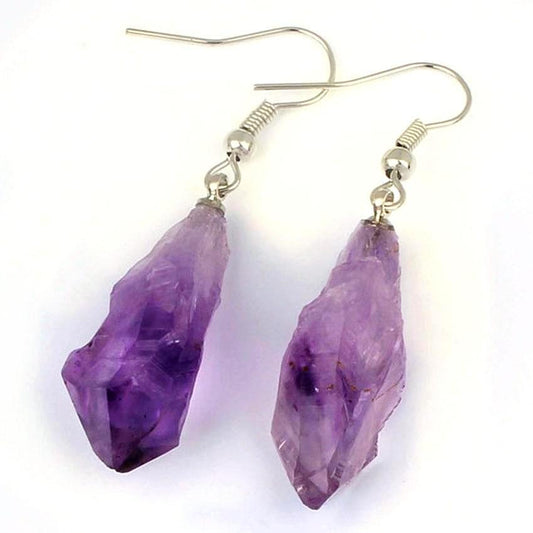 Raw Amethyst Dangle Earrings