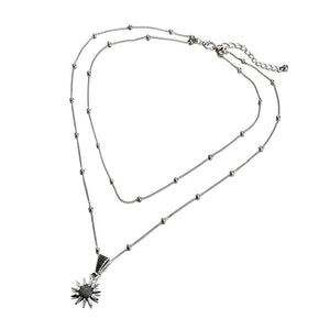 Sunflower Pendant Layered Necklace