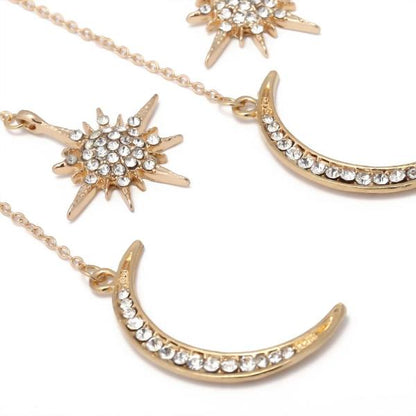 Rhinestone Star & Crescent Moon Drop Earrings