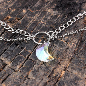 Crystal Moon Pendant Multi-layer Chain Necklace