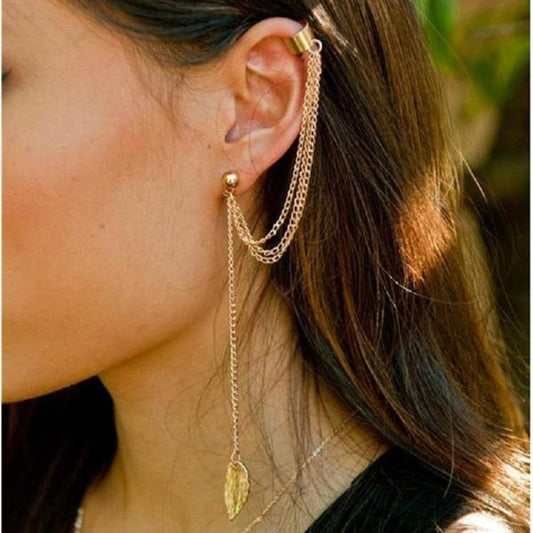 Leaf Tassel Ear Cuff