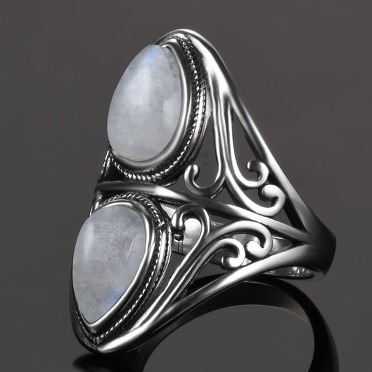 Natural Rainbow Moonstone Ring